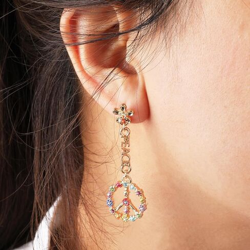 Peace Sign Stud Earrings for Women Girls, Peace Earrings Cubic Zirconia CZ Peace Earring Simple Cz Mini Round Stud Earring Jewelry Party Festival Birthday Gift for Her in Saudi Arabia