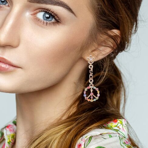 Peace Sign Stud Earrings for Women Girls, Peace Earrings Cubic Zirconia CZ Peace Earring Simple Cz Mini Round Stud Earring Jewelry Party Festival Birthday Gift for Her in Saudi Arabia