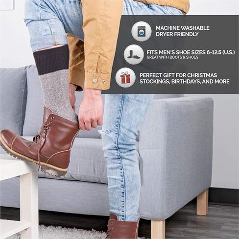 جوارب ساخنة في الهواء الطلق للرجال، كعب وأصابع القدم معززة، قطن، 8 حزمة جوارب الطاقم ، مقاسات أحذية الرجال 6 - 12. 5 in Kuwait