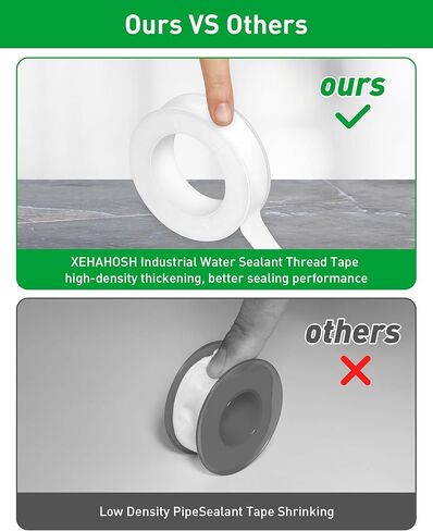 XEHAHOSH 4 Roll Plumbers Tape, -374 to 536 Degree F Temperature Range, Teflon Tape, Plumbing Tape, Duct Tape, High Density 0.45g/cm, Used for Water Pipes, faucets, valves, L 390 in x W 0.47 in³.Green in Kuwait