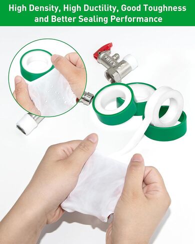 XEHAHOSH 4 Roll Plumbers Tape, -374 to 536 Degree F Temperature Range, Teflon Tape, Plumbing Tape, Duct Tape, High Density 0.45g/cm, Used for Water Pipes, faucets, valves, L 390 in x W 0.47 in³.Green in Kuwait