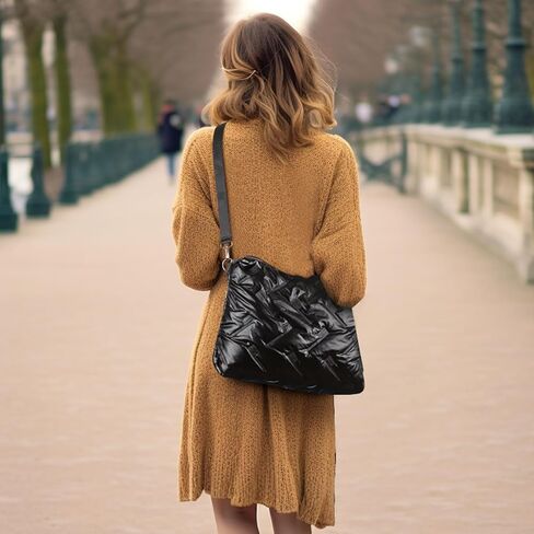 حقيبة مبطنة للنساء، حقائب هوبو، حقائب يد بسحاب، حقائب يد منتفخة، حقيبة كتف كبيرة من النايلون للترفيه اليومي in Kuwait