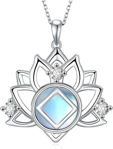 Peireara Sobriety Necklace for Women 925 Sterling Silver Alcoholics Anonymous Necklace Recovery Symbol Necklace Lotus Alcoholics Anonymous Jewelry Gifts for Women Men in Saudi Arabia