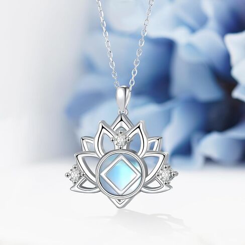 Peireara Sobriety Necklace for Women 925 Sterling Silver Alcoholics Anonymous Necklace Recovery Symbol Necklace Lotus Alcoholics Anonymous Jewelry Gifts for Women Men in Saudi Arabia