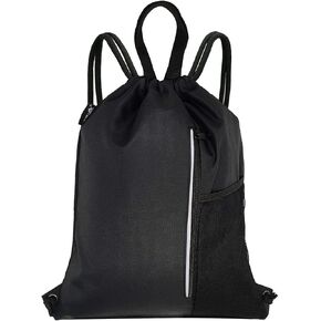 HOLYLUCK Drawstring Backpack Sports Gym Bag with Mesh Pockets Water Resistant String Bag for Women Men - black in Kuwait
