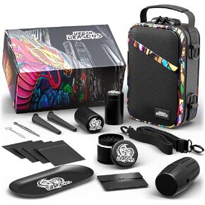 Urban Dragons Premium Black Carbon Lined Storage Bag with 15 Small Items | Combination Lock | Portable Lock Bag Set | Travel Case for Men and Women | Birthday Gifts in Saudi Arabia