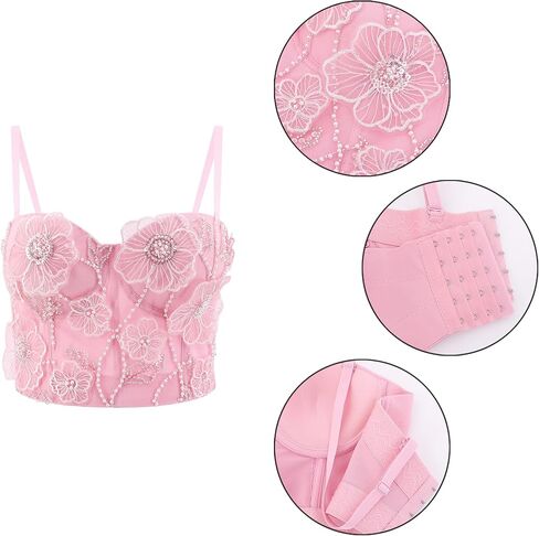 صدرية نسائية من Haoohu ذات تصميم ملون مرصع بأحجار الراين والألماس وصدرية قصيرة رافعة للأعلى وصدرية للحفلات in Kuwait