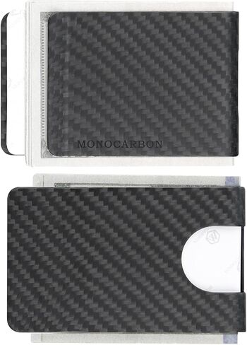 MONOCARBON Real Carbon Fiber Money Clip Slim Front Pocket Card Holder Clip Case Matte Black in Kuwait