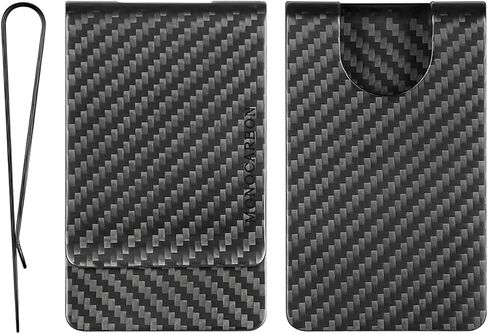 MONOCARBON Real Carbon Fiber Money Clip Slim Front Pocket Card Holder Clip Case Matte Black in Kuwait
