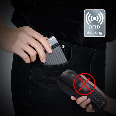 MONOCARBON Real Carbon Fiber Money Clip Slim Front Pocket Card Holder Clip Case Matte Black in Kuwait