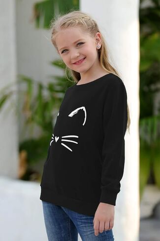 GORLYA Girl's Pullover Tops Cute Cartoon Graphic Print Sweatshirt Clothes for 4-14 Years Kids in Saudi Arabia