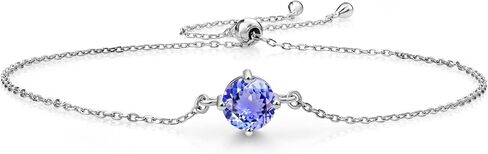 Gem Stone King 925 Sterling Silver Blue Sapphire Solitaire Bracelet For Women (1.10 Cttw, Round Cut 6MM, Gemstone Birthstone, Fully Adjustable Up to 9 Inch) in Saudi Arabia