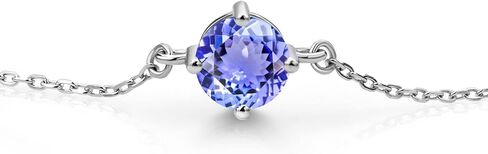 Gem Stone King 925 Sterling Silver Blue Sapphire Solitaire Bracelet For Women (1.10 Cttw, Round Cut 6MM, Gemstone Birthstone, Fully Adjustable Up to 9 Inch) in Saudi Arabia