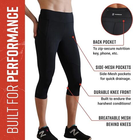 MudGear Women's Flex-Fit Capri - Compression Leggings High Waist with Pockets in Kuwait