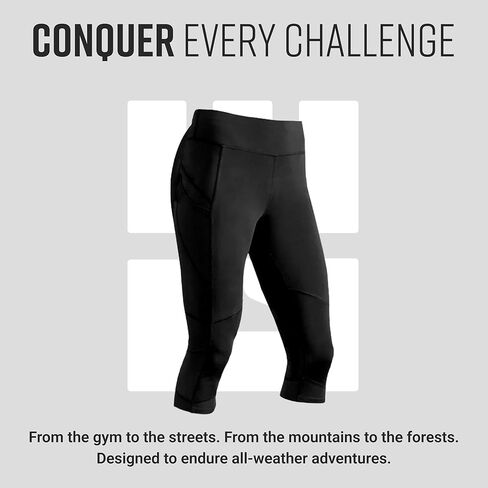 MudGear Women's Flex-Fit Capri - Compression Leggings High Waist with Pockets in Kuwait