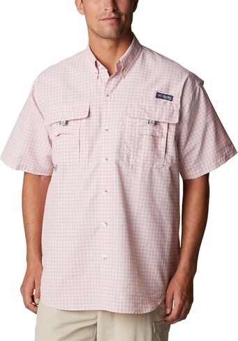 قميص رجالي بأكمام قصيرة من Columbia، مقاس Super Bahama، منقوش باللون الأزرق الربيعي، مقاس متوسط in Kuwait