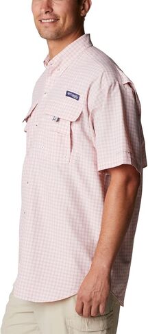 قميص رجالي بأكمام قصيرة من Columbia، مقاس Super Bahama، منقوش باللون الأزرق الربيعي، مقاس متوسط in Kuwait