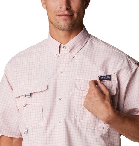 قميص رجالي بأكمام قصيرة من Columbia، مقاس Super Bahama، منقوش باللون الأزرق الربيعي، مقاس متوسط in Kuwait