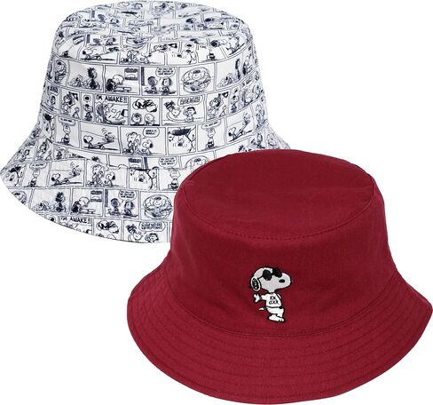Peanuts Sleeping Snoopy Corduroy Bucket Hat, Burgundy, Medium/Large in Saudi Arabia