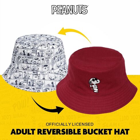 Peanuts Sleeping Snoopy Corduroy Bucket Hat, Burgundy, Medium/Large in Saudi Arabia
