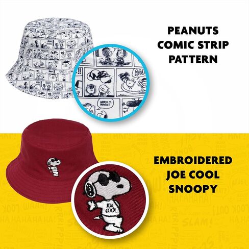 Peanuts Sleeping Snoopy Corduroy Bucket Hat, Burgundy, Medium/Large in Saudi Arabia
