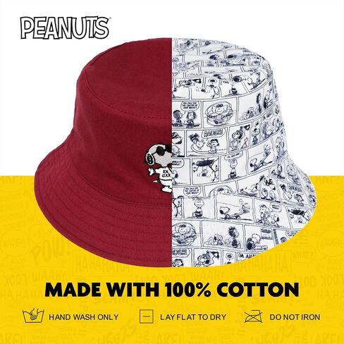 Peanuts Sleeping Snoopy Corduroy Bucket Hat, Burgundy, Medium/Large in Saudi Arabia