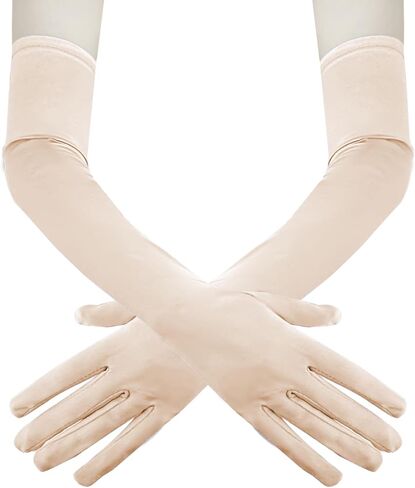 1 Pair of Long Satin Finger Gloves 1920s Opera Party Wedding Bridal Etiquette Gloves Sun Protection Gloves for Women Girls in Saudi Arabia