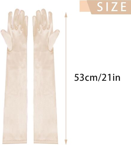 1 Pair of Long Satin Finger Gloves 1920s Opera Party Wedding Bridal Etiquette Gloves Sun Protection Gloves for Women Girls in Saudi Arabia