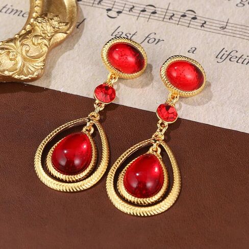 Dikixe Western Lapis Lazuli Drop Dangle Earrings, Gold Plated Navy Blue Gemstone Leo December Birthstone Earrings, Vintage Elegant Accessories Gifts for Women Girls in Saudi Arabia