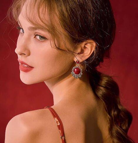 Dikixe Western Lapis Lazuli Drop Dangle Earrings, Gold Plated Navy Blue Gemstone Leo December Birthstone Earrings, Vintage Elegant Accessories Gifts for Women Girls in Kuwait