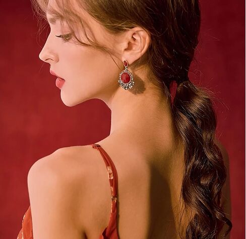 Dikixe Western Lapis Lazuli Drop Dangle Earrings, Gold Plated Navy Blue Gemstone Leo December Birthstone Earrings, Vintage Elegant Accessories Gifts for Women Girls in Kuwait