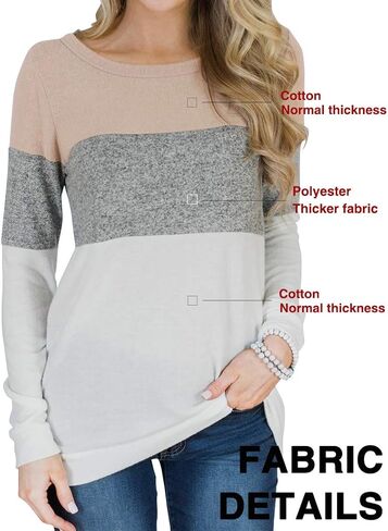 قميص نسائي من Minthunter بأكمام طويلة وألوان متعددة لطيف ورقبة دائرية وقمصان كاجوال in Kuwait