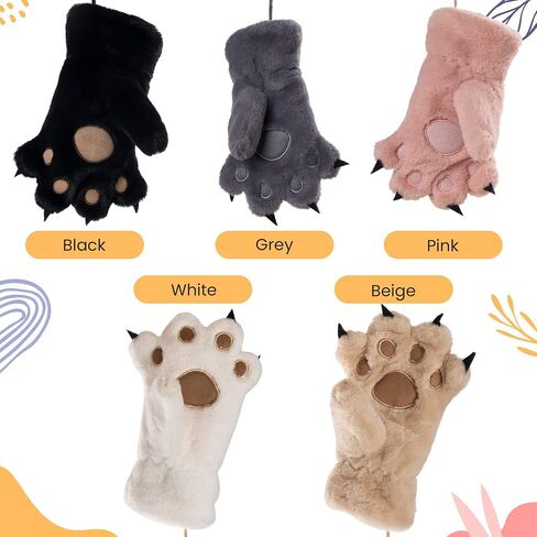 Kids Winter Gloves Cartoon Plush Paw Mittens Keep Warm Glove with Neck Rope Girls Boys Cosplay Costume Gloves in Saudi Arabia