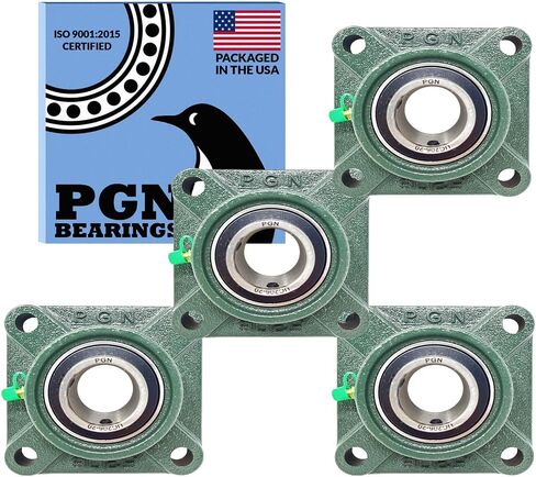 PGN UCF206-20 Pillow Block Bearing - Pack of 4 Square Flange Mounted Pillow Block Bearings - Chrome Steel Bearings with 1 1/4" Bore - Self Alignment in Saudi Arabia