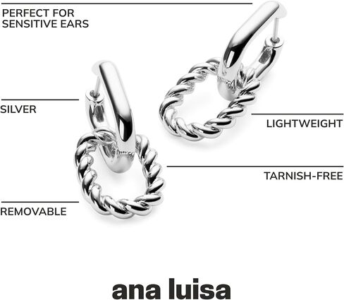 Ana Luisa | Double Hoop Earring - Ash Double | 14K Gold Plated Earrings & 2-in1 Unique Design | Hypoallergenic, Water-Resistant & Tarnish-Free Earrings | 14K Gold Earrings | Surgical Steel Posts in Saudi Arabia