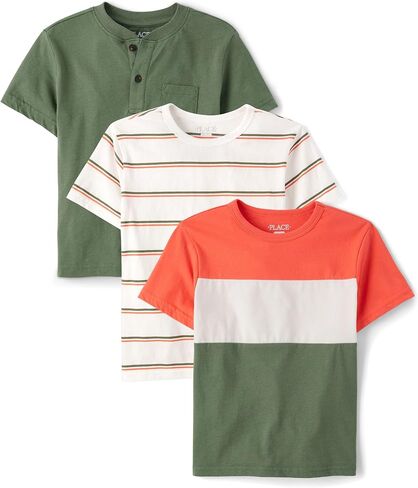 The Children's Place Boys' Short Sleeve Fashion Shirt, Green Camo, Small (5/6),boys,Short SleeveCrewneck T-Shirt,Camo Green,5-6 in Saudi Arabia