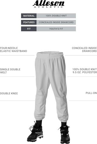 Alleson Athletic unisex child Youth pull on baseball pant, Grey, X-Small US in Saudi Arabia