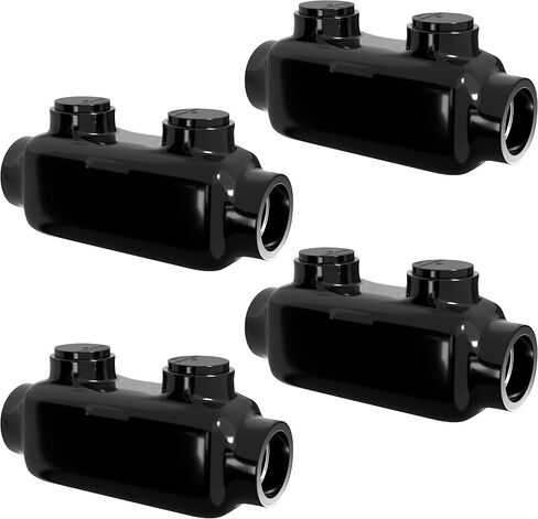 OhLectric Black Insulated Inline Splice Connector, Wire Range 250-6, Allen Hex 5/16, Rubber Vinyl Coated Prefilled w/Oxide Inhibitor Easy Entry 4.13" x 1.3" x 2.14", 2 Set Screws (Pack of 4) OL-73138 in Saudi Arabia