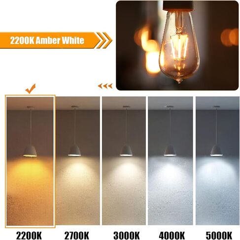 Dimmable LED Edison Bulbs 40 Watts Equivalent, 4 Watt LED Filament Bulb, 2200K Amber Light ST19 Light Bulb, 450LM E26 Vintage LED Bulbs for Light Fixtures 12 Pack in Kuwait