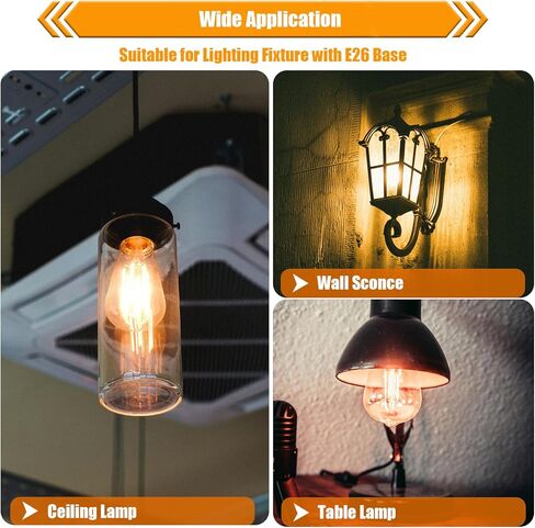 Dimmable LED Edison Bulbs 40 Watts Equivalent, 4 Watt LED Filament Bulb, 2200K Amber Light ST19 Light Bulb, 450LM E26 Vintage LED Bulbs for Light Fixtures 12 Pack in Kuwait