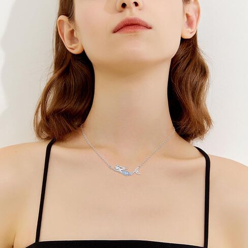 URONE Crystal Shark Necklace for Women 925 Sterling Silver Shark Pendant Necklace with Opal Shark Crystal Jewelry Gifts for Girl Boy Men in Saudi Arabia