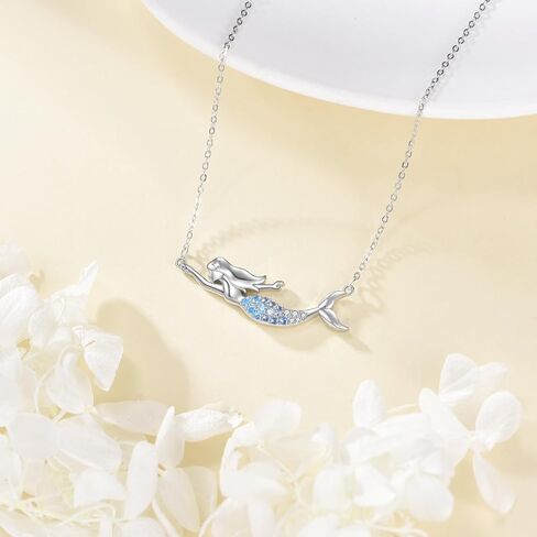 URONE Crystal Shark Necklace for Women 925 Sterling Silver Shark Pendant Necklace with Opal Shark Crystal Jewelry Gifts for Girl Boy Men in Saudi Arabia
