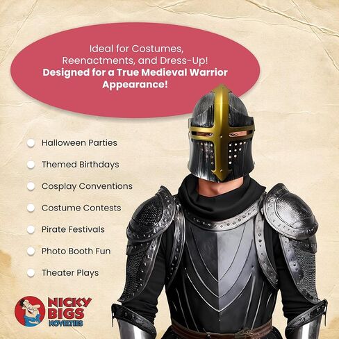 أغطية الرأس لخوذة الفارس من العصور الوسطى من Nicky Bigs Novelties، فضية، مقاس واحد in Saudi Arabia