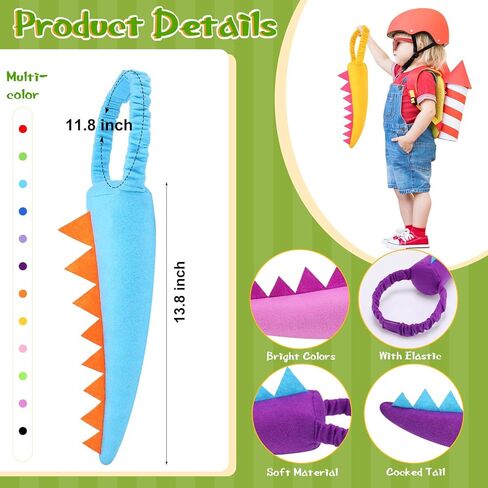 Libima 12 Pieces Dinosaur Costume Dinosaur Tail Set Dragon Dinosaur Theme Animal Tails Costume for Girls Boys Adults Party Favors Costume Accessories Performance Props Theme Party Dress Up in Saudi Arabia
