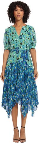 Maggy London Women's Pleated Skirt Hankey Hem Dress, Mint Green/Green in Saudi Arabia