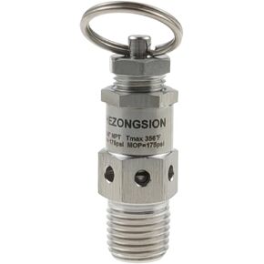 HEZONGSION 1/4 "NPT ذكر الفولاذ المقاوم للصدأ SS304 صمام أمان صغير قابل للتعديل لتخفيف الضغط مع مجموعة قفل 30psi نطاق الضغط المفتوح 0-43.5psi in Saudi Arabia