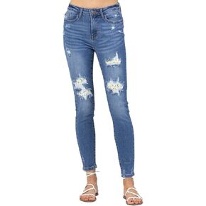 Judy Blue Women's High Waist Lemon Patch Skinny Jeans (20W, Medium Blue) in Saudi Arabia