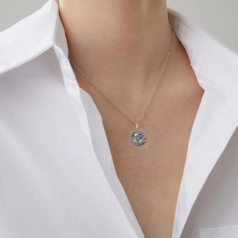 LEECCI Valentine's Day Gifts for Her Puerto Rico Necklace 925 Sterling Silver Puerto Rico Flag Pendant Puerto Rico Jewelry Gifts for Men Women Puerto Ricans in Saudi Arabia