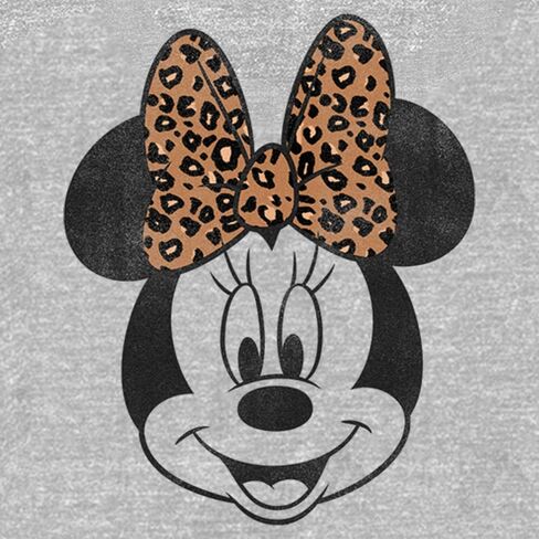Disney Women's Junior's Modern Minnie Face Leopard Oversized Fleece, Heather Grey, Large in Saudi Arabia