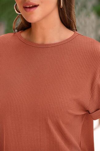 PRETTYGARDEN Women's Summer 2 Piece Knit Loungewear Short Sleeve T Shirts Wide Leg Pants Tracksuit Casual Outfits in Saudi Arabia